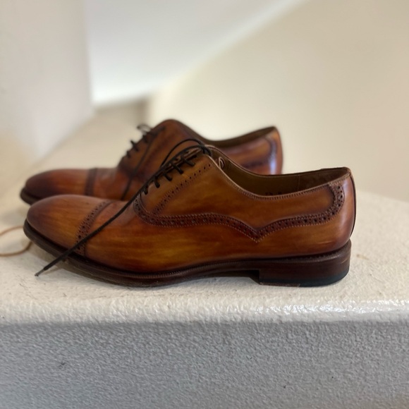 MAGNANNI Hamilton Brown WING TIP OXFORD LEATHER Dress SHOES Size 9.5 Business - Picture 3 of 12